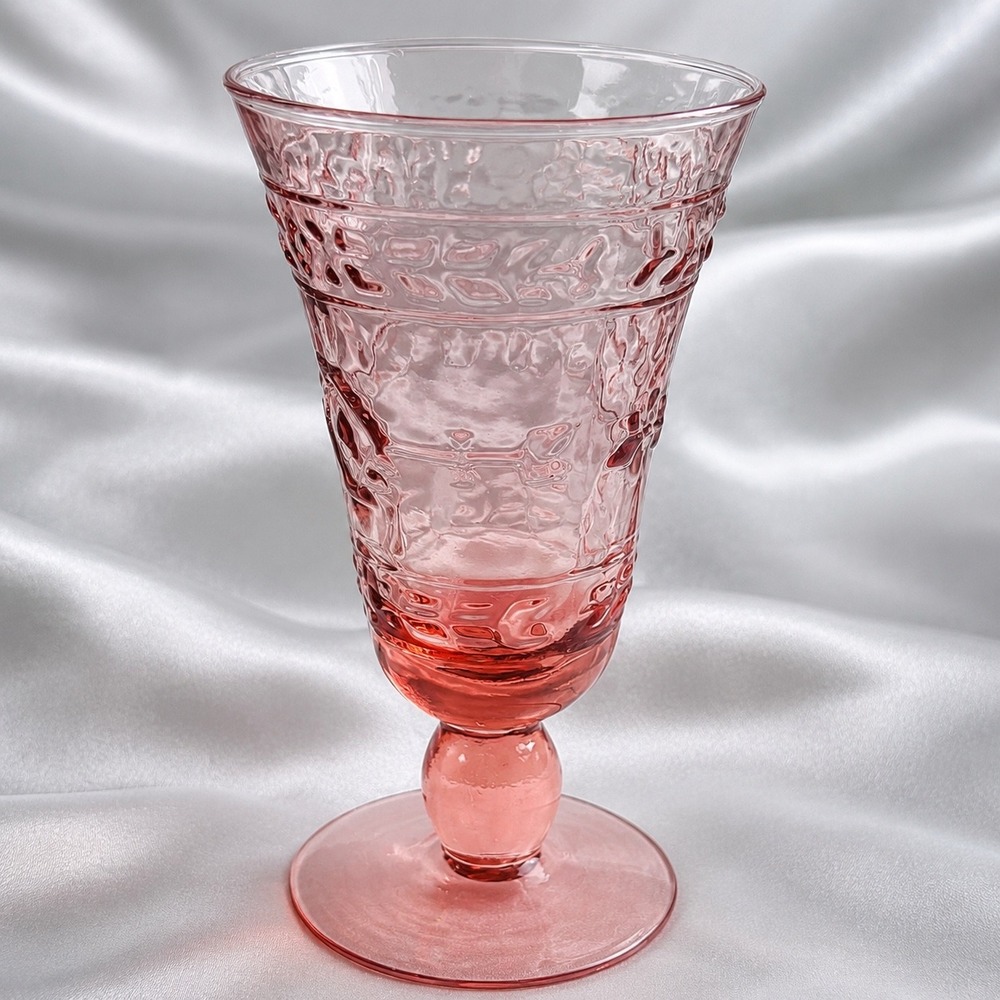 Studio Nova Adirondack Pink Water Goblet Southwestern Embossed Glass 7 Inch